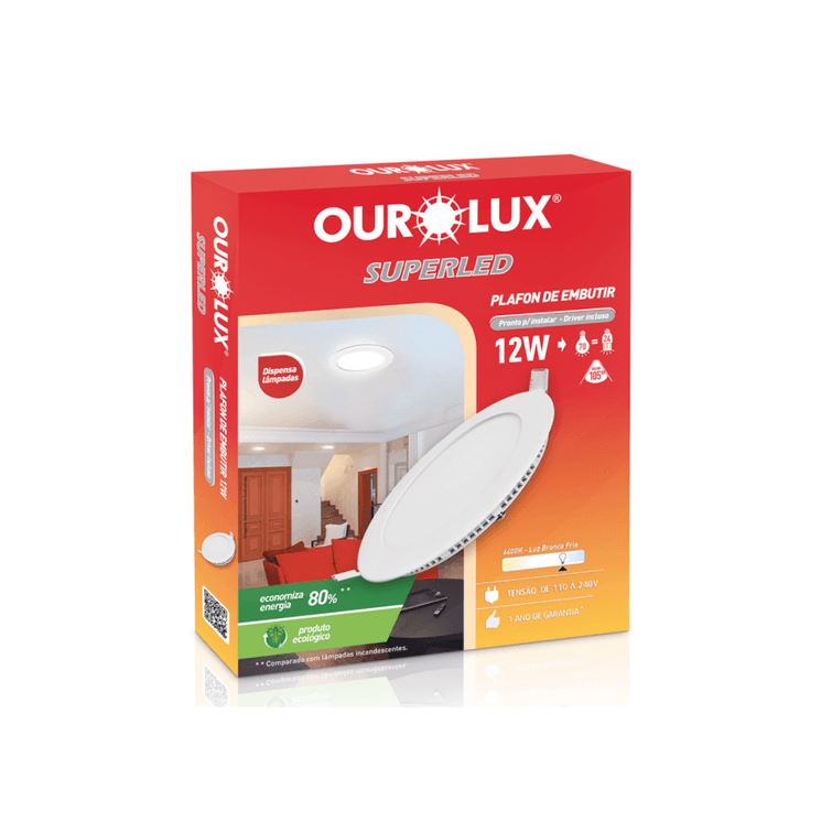 Plafon-Led-Caixa-Embutir-Redondo-12W-6400K-Ourolux Plafon-Led-Caixa-Embutir-Redondo-12W-6400K-Ourolux