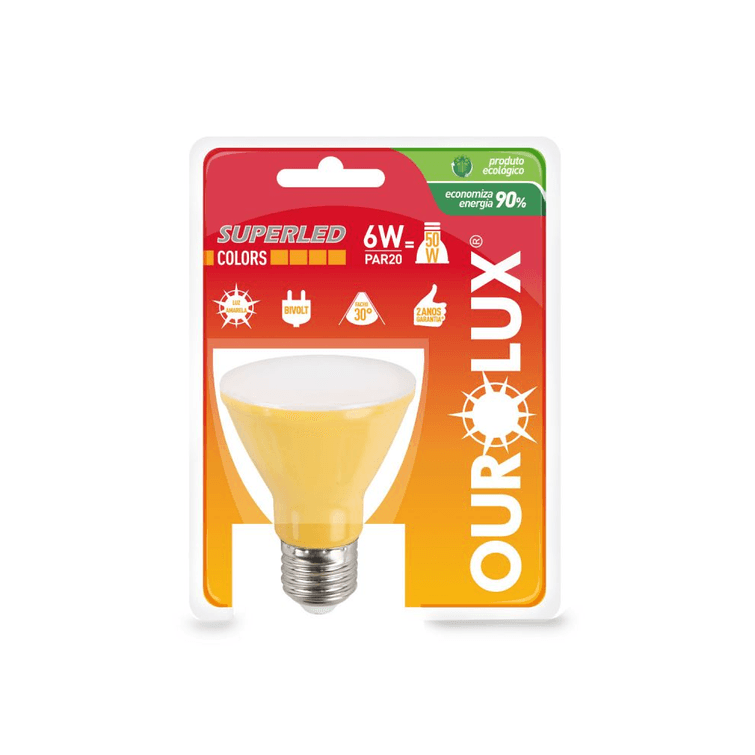 Lampada-Superled-Par20-Colors-6W-Amarelo-Bivolt-Ourolux Lampada-Superled-Par20-Colors-6W-Amarelo-Bivolt-Ourolux