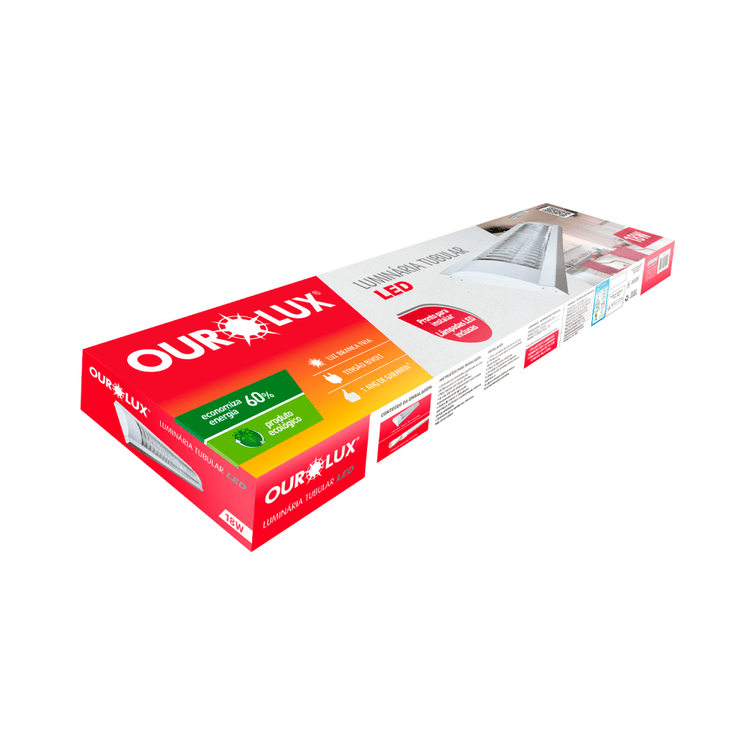 Luminaria-Tubular-Superled-T8-Aletada-2x9W-6500K-Ourolux Luminaria-Tubular-Superled-T8-Aletada-2x9W-6500K-Ourolux