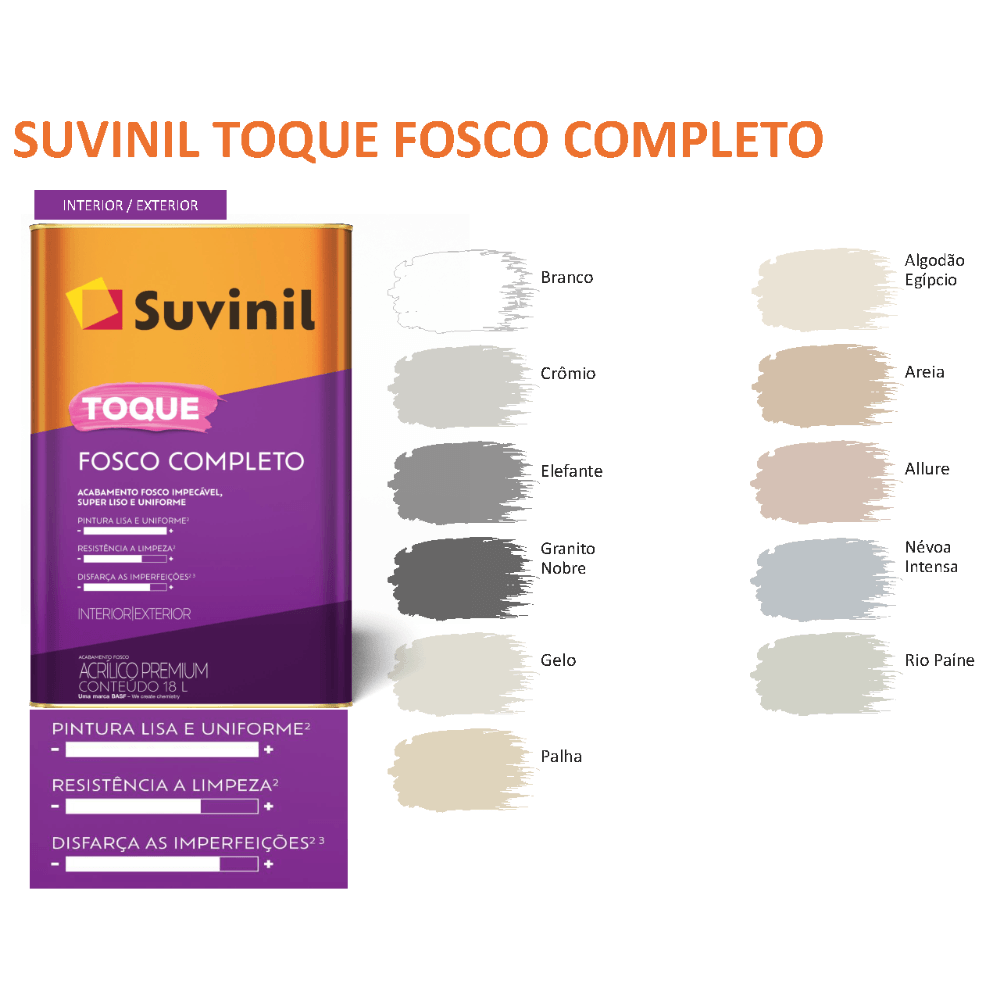 Tinta Acrílica Toque Fosco Completo Gelo 18 Litros Suvinil - hipertintas